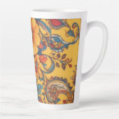 黄色のフローラとペイズリー カフェラテマグ (右)