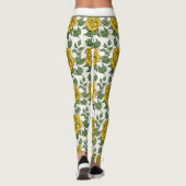 黄色のフローラのシームレスなパタパーソナライズされたーン名 レギンス (裏面)