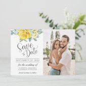 黄色のフローラの上品な緑の夏の写真結婚の写真 セーブザデート (スタンド正面)