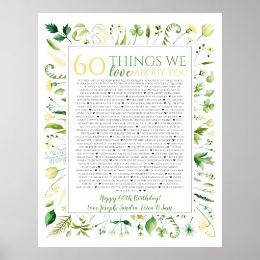 黄色のフローラの私たちはあなたを愛している50誕生日 ポスター (正面)