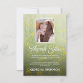 黄色のフローラの葬儀写真 サンキューカード (正面)