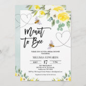 黄色のフローラはビーブライダルシャワー 招待状 (正面/裏面)