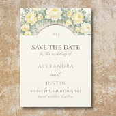 黄色のフローライタリアンアーチ結婚式の日付を保存 招待状