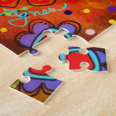 黄色のフローラインスパイアのインスピリチュアアートワーク引用文 ジグソーパズル (側面)