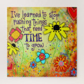 黄色のフローラインスパイアのインスピリチュアアートワーク引用文 ジグソーパズル (縦)