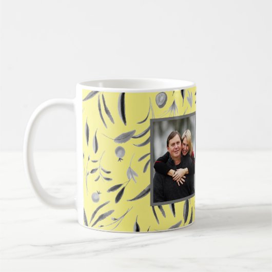 黄色のフローラカスタムママ写真 コーヒーマグカップ (左)