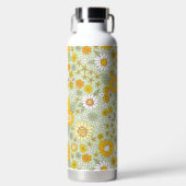 黄色のフローラガーデンパターン ウォーターボトル (正面)