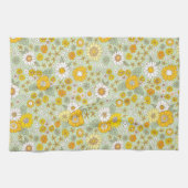 黄色のフローラガーデンパターン キッチンタオル (横)