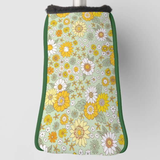 黄色のフローラガーデンパターン ゴルフヘッドカバー (回転90)