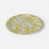 黄色のフローラガーデンパターン ペーパープレート (アングル)