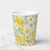 黄色のフローラガーデンパターン 紙コップ (裏面)
