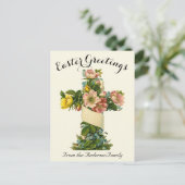 黄色のフローラクロスヴィンテージイースター宗教 ポストカード (スタンド正面)