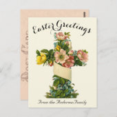 黄色のフローラクロスヴィンテージイースター宗教 ポストカード (正面/裏面)