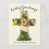 黄色のフローラクロスヴィンテージイースター宗教 ポストカード (正面)