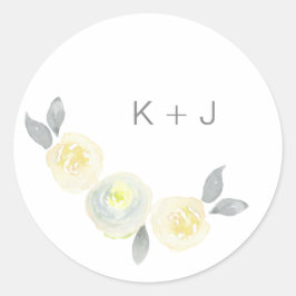 黄色のフローラシカスタマイズール(イニシャル) ラウンドシール