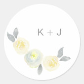 黄色のフローラシカスタマイズール(イニシャル) ラウンドシール (正面)