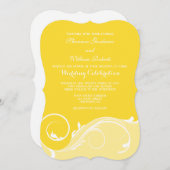 黄色のフローラスワールブラケットウェディング 招待状 (正面/裏面)