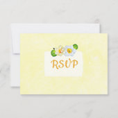 黄色のフローラダッフォジルウェディングRSVPカード 出欠カード (裏面)