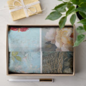 黄色のフローラチキンコラージュのデコページ 薄葉紙 (ギフト)