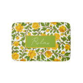 黄色のフローラデザインとリラックスメッセージ バスマット (正面)
