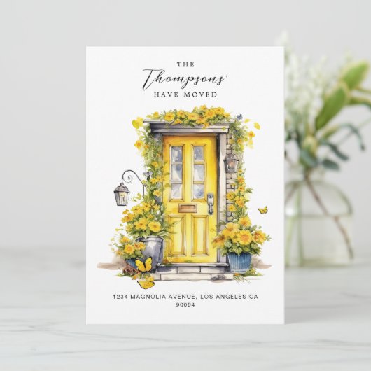 黄色のフローラドア引っ越しました写真の移動 案内状 (スタンド正面)