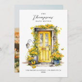 黄色のフローラドア引っ越しました写真の移動 案内状 (正面/裏面)