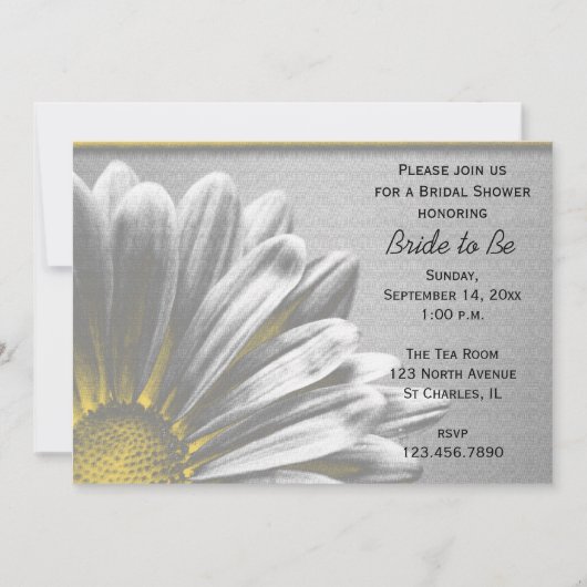 黄色のフローラハイライトブライダルシャワー 招待状 (正面)