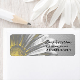 黄色のフローラハイライト差出人住所ラベル ラベル