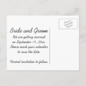 黄色のフローラハイライト結婚式の日付を保存 案内ポストカード (裏面)