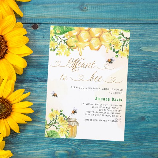 黄色のフローラハニカムブライダルシャワー 招待状