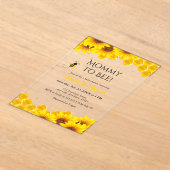 黄色のフローラハニカムママへビー赤ちゃんシャワー アクリル招待状 (レイダウン)