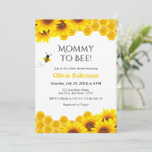 黄色のフローラハニカムママへビー赤ちゃんシャワー 招待状 (スタンド正面)