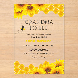 黄色のフローラハニカム祖母へビーベイビーシャワー アクリル招待状