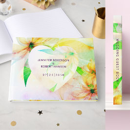 黄色のフローラハート結婚露の ゲストブック