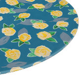 黄色のフローラバラオン青 カッティングボード (角)