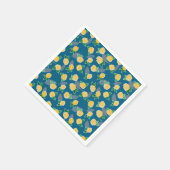 黄色のフローラバラオン青 スタンダードカクテルナプキン (角)