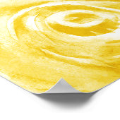 黄色のフローラバラ金ゴールドグリッター40th誕生日 ポスター (角)