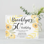 黄色のフローラバースデーパーティ招待状スクリプト 招待状 (スタンド正面)