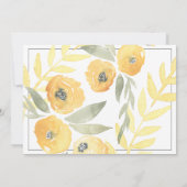 黄色のフローラバースデーパーティ招待状スクリプト 招待状 (裏面)