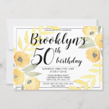 黄色のフローラバースデーパーティ招待状スクリプト