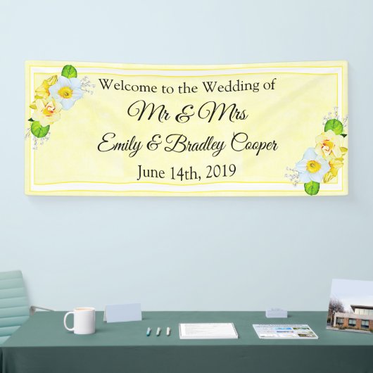 黄色のフローラバ結婚ナーへようこそ 横断幕 (トレードショー)