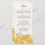 黄色のフローラパーソナライズされたカード メニュー (正面/裏面)