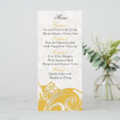 黄色のフローラパーソナライズされたカード メニュー (スタンド正面)