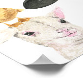 黄色のフローラファーム動物の赤ちゃんシャワー歓迎サイン ポスター (角)