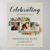 黄色のフローラフォトコラージュ葬儀へようこそ ポスター (正面)