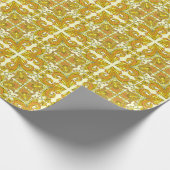 黄色のフローラフォーク:スタイリッシュヴィンテージパターン ラッピングペーパー (角)