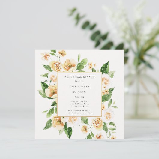 黄色のフローラフレームエメラルドリハーサルディナインブ 招待状 (スタンド正面)