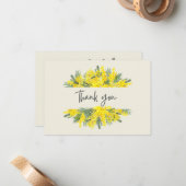 黄色のフローラフレーム悔やみや弔慰サンキューカード ノートカード (正面/裏面インサイチュ)