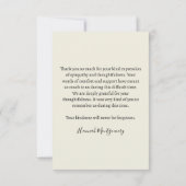 黄色のフローラフレーム悔やみや弔慰サンキューカード ノートカード (裏面)