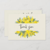 黄色のフローラフレーム悔やみや弔慰サンキューカード ノートカード (正面/裏面)